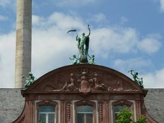 Mythological statue on the roof of Senckenberg Museum in Frankfurt