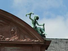 Mythological statue on the roof of Senckenberg Museum in Frankfurt