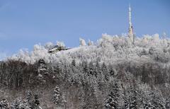 Merkur Tower in Baden-Baden during winter