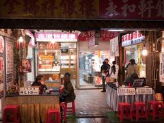 Jewelry shops with fortune telling stands at Raohe Street Night Market