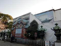 Ueno Toshogu Shrine under restoration with protective scaffolding, 2009-2013