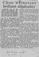 Premier Zhou Enlai's visit to Pakistan newspaper clipping 1956