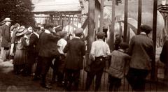 school children at the elephant enclosure in Artis Zoo, Amsterdam, 1910