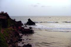 A rock formation at Payyambalam Beach in Kerala