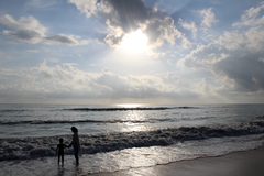 Sunny beach front at Payyambalam, Kannur