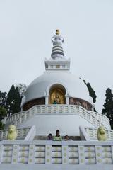 Peace Pagoda in Darjeeling with surrounding greenery