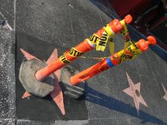 Installing a new star on the Hollywood Walk of Fame