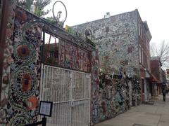 Exterior view of Philadelphia Magic Gardens with mosaic art