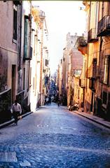 Spaccanapoli street in Naples with historic buildings