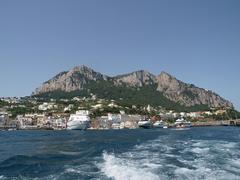 View of Capri island with turquoise waters and cliffs