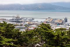 view of San Francisco from Pioneer Park showing Fisherman's Wharf