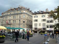 Rue de l'Hôtel-de-Ville in Place du Bourg-de-Four, Geneva, Switzerland