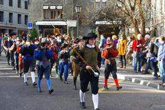 Fanfare arriving at Place du Bourg-de-Four during Escalade 2011