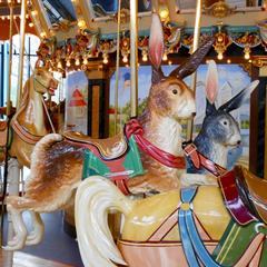 Rabbit figures on the Dentzel Carousel at Please Touch Museum in Philadelphia