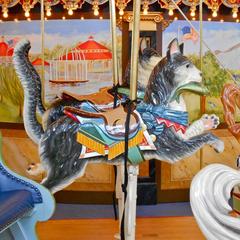 Cat with fish figure on Dentzel Carousel at Please Touch Museum