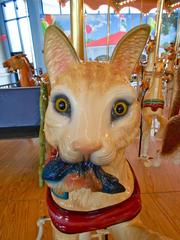 Cat with fish figure on the Dentzel Carousel at Please Touch Museum in Philadelphia