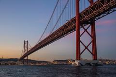 25 de Abril Bridge spanning across the Tagus River in Lisbon