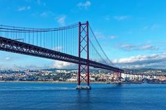 view of Lisbon from the deck of a cruise ship