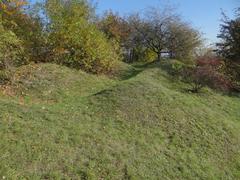 Remains of the dry moat at Fort Krakus