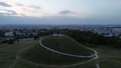 Krakus Mound in Krakow at sunset