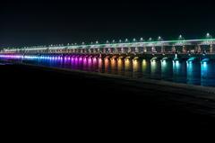 night view of Prakasam Barrage