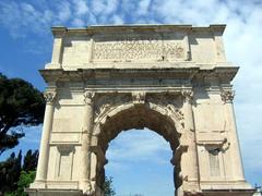 Arch of Titus in Rome under a clear sunny sky