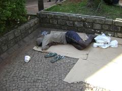 Homeless person at Praça da Savassi, Belo Horizonte, Brazil