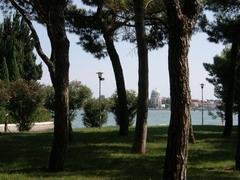 Park in Venice with lush greenery and walking path