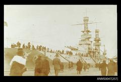 USS Pennsylvania docked at Princes Pier, Port Melbourne during 1925 goodwill cruise