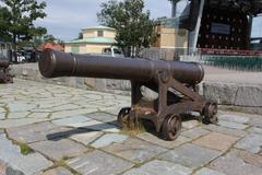 6-pounder cannon with carriage at Skansen