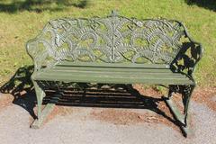 Red fractal-designed park bench