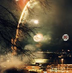 Fireworks at Skansen viewed from Åsöberget, Södermalm in 1994