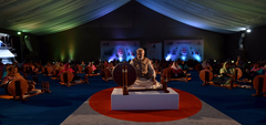 Prime Minister Narendra Modi spinning a Charkha at Punjab Agricultural University