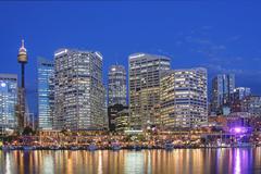 Sydney from Darling Harbour at twilight