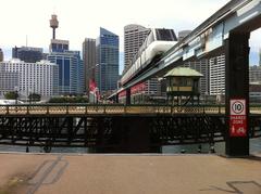 Sydney Monorail over open Pyrmont Bridge