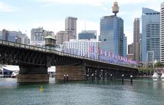 Pyrmont Bridge with cityscape in the background