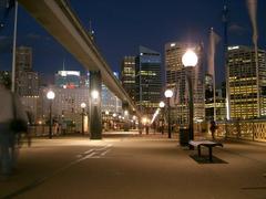 Pyrmont Bridge at night with illuminated city skyline