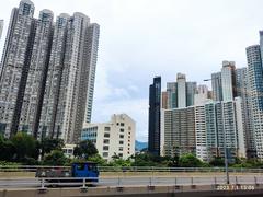 Bus view along the Island Eastern District Corridor in Hong Kong, July 2023