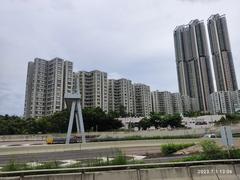 view from a bus on Island Eastern District Corridor in Hong Kong, July 2023