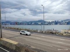 view from a Hong Kong bus on Island Eastern Corridor in July 2023