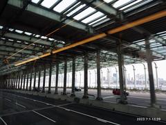 view of Island Eastern District Corridor in Hong Kong from a bus, July 2023