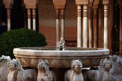 Patio de los Leones with intricate marble fountain