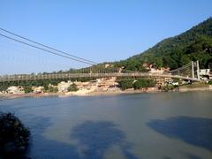 Ram Jhula bridge over the Ganges River in Rishikesh