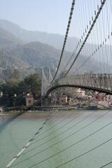 Close up of the Ram Jhula Bridge in Rishikesh