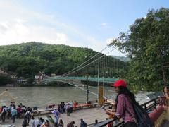 Ram Jhula bridge in Rishikesh with surrounding scenic views