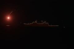 illuminated Indian naval ships near RK Beach on Navy Day 2021