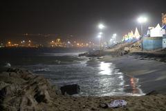 R K Beach during Visakha Utsav with Vizag port in the distance