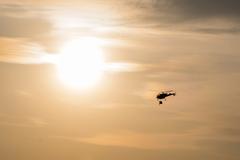 Naval helicopter participates in the clean Vizag program on a beach