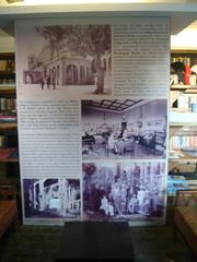 Interior view of a museum inside a lodge featuring exhibits and artifacts