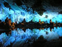 clear lake in a cave with indistinguishable water and walls